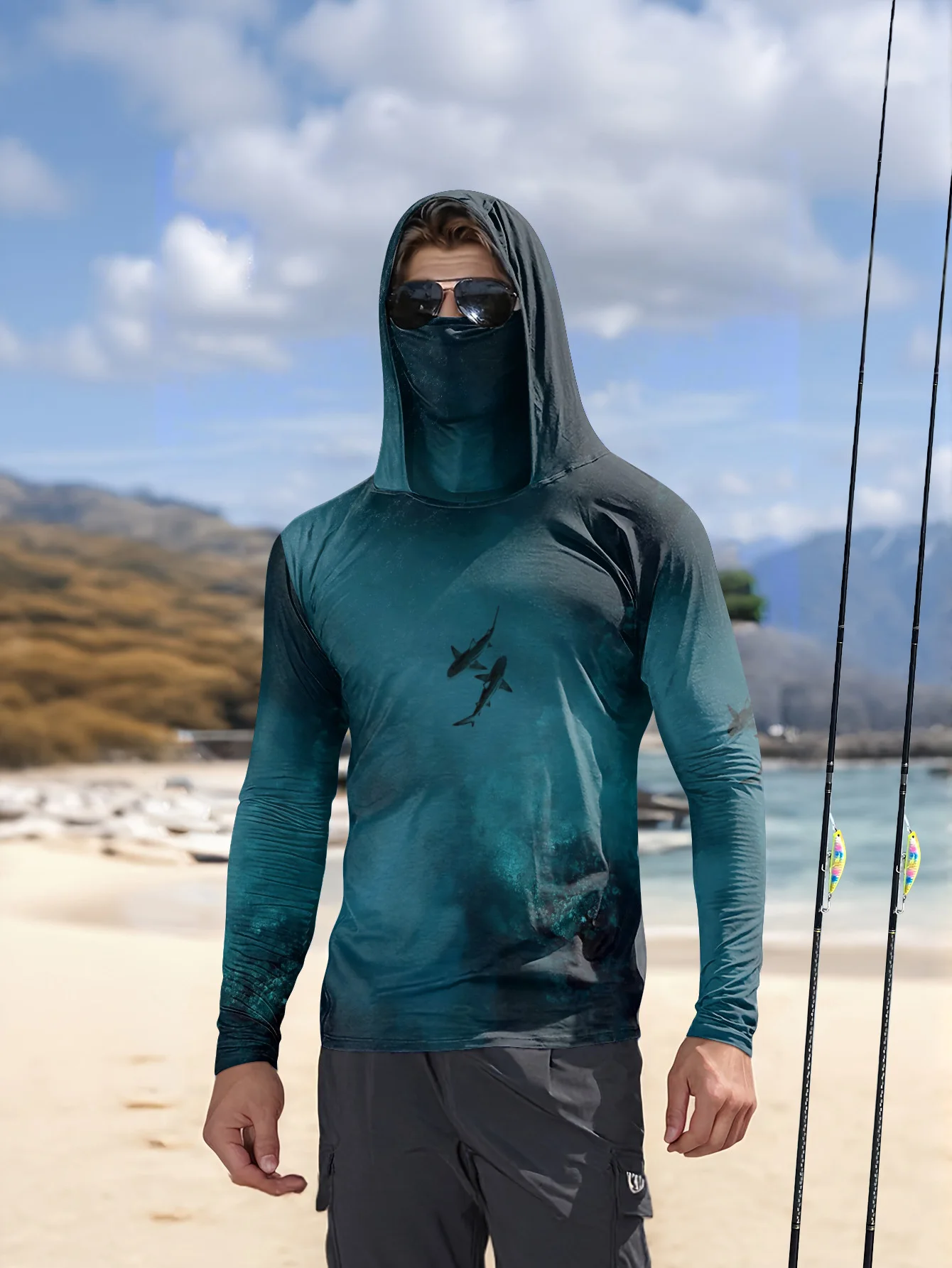 Fishing Mask Sun Protection - Sudadera con capucha para pesca UPF50+