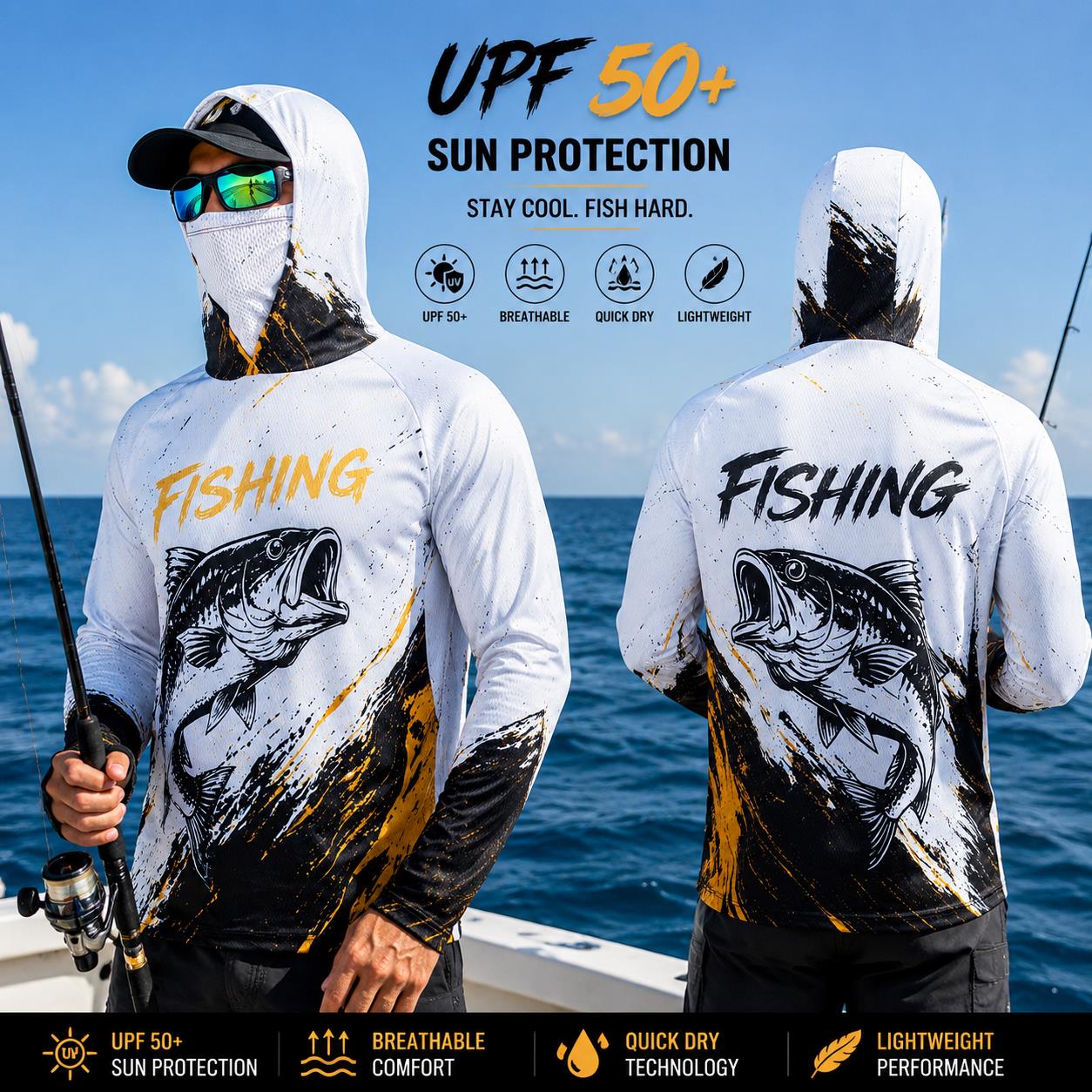 Camiseta de pesca de manga lar - Fishing Mask Sun Protection reseña y precio